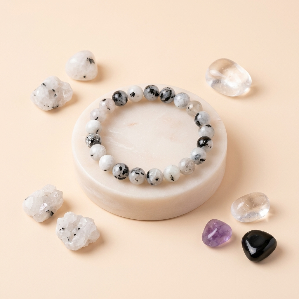 White Rainbow Moonstone Bracelet
